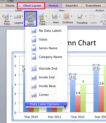 label axis on excel for mac
